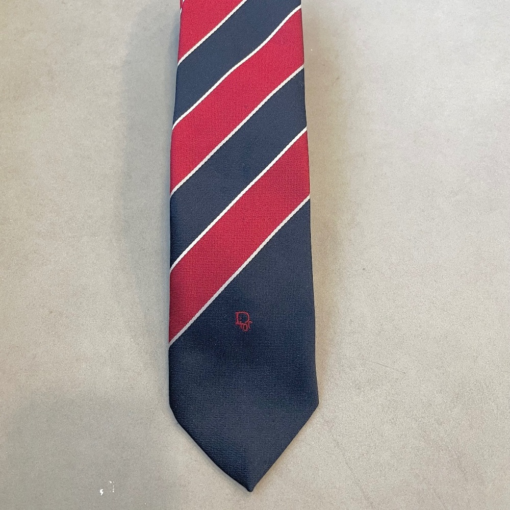 Christian Dior Silk Tie Signature Embroidered Colorblocks